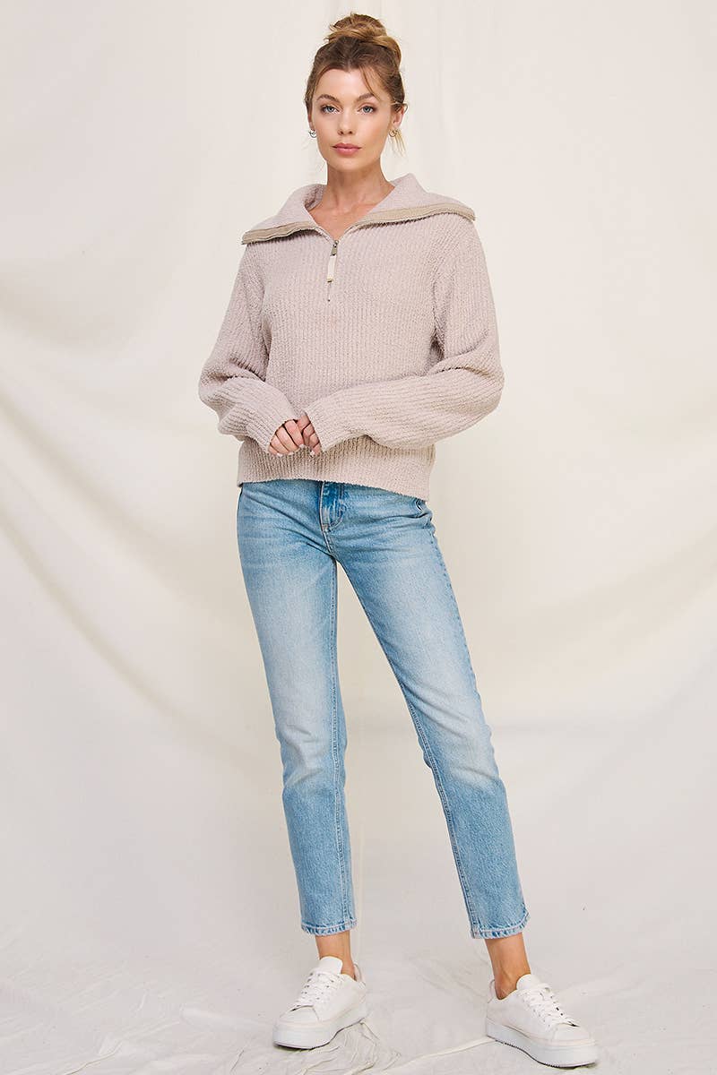 Grave Plush Half Zip Pullover Sweater -LARGE ONLY! FINAL SALE