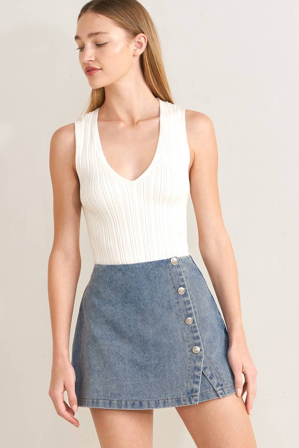 Hannah Denim Washed Skort Skirt