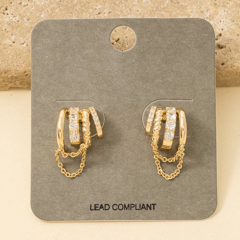 Ashton Assorted Four Line With Chain Hoop Earrings