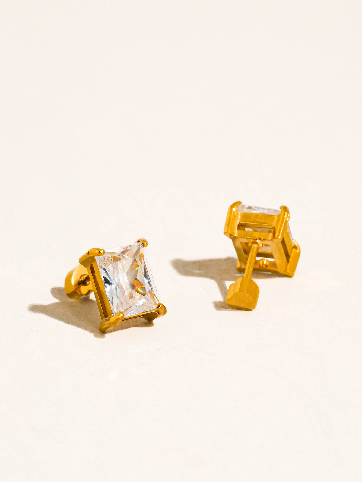 Flânerie by MAIQ Avenn 18K Gold Non-Tarnish Round CZ Flat Back Earrings