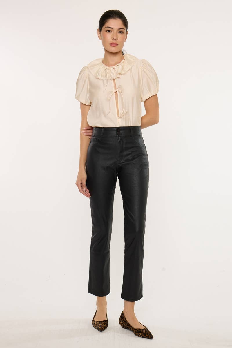 KanCan Vegan Leather Skinny Straight Pants