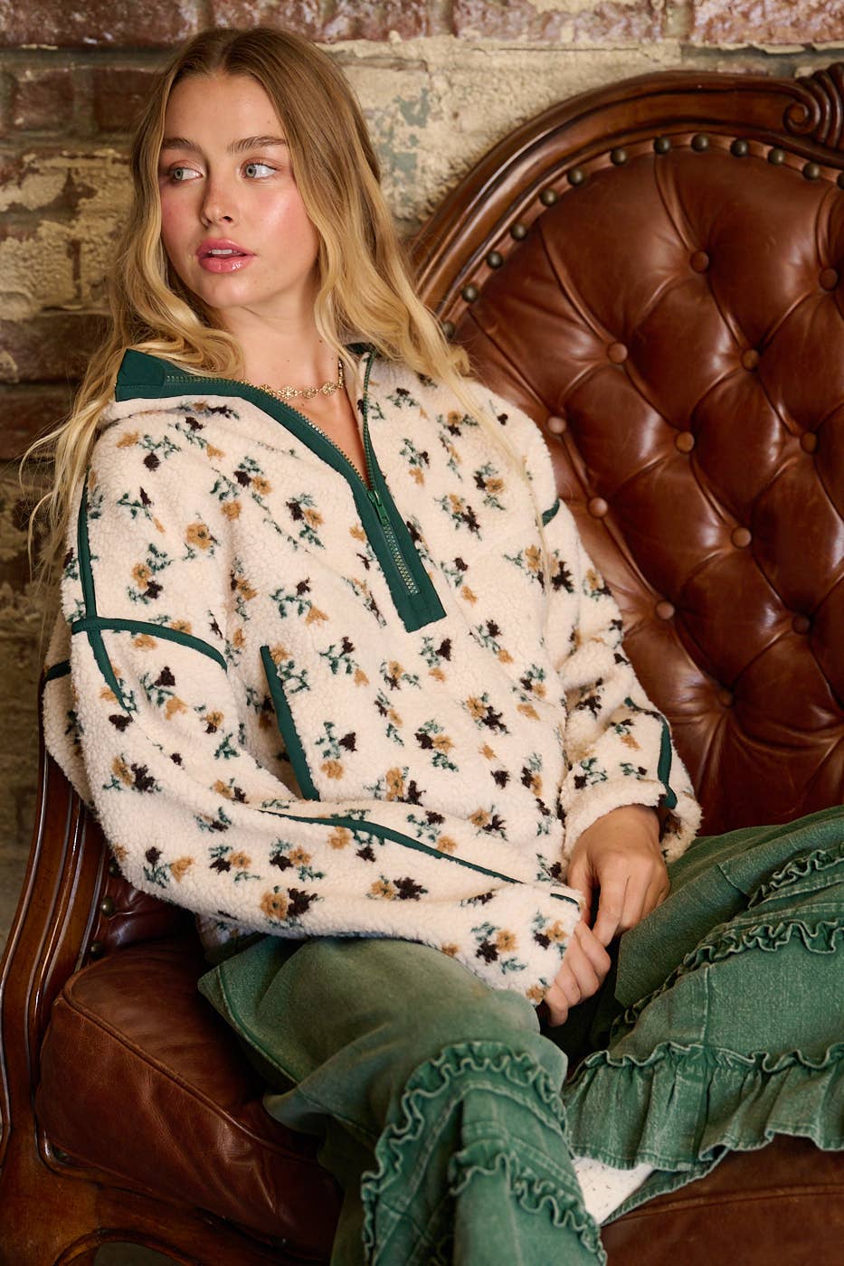 Boise Floral Fleece Zip Pullover