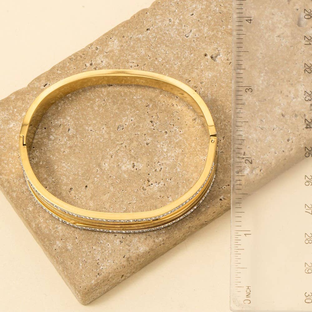 Fynn Pave Trim Bangle Bracelet (2 Colors!)