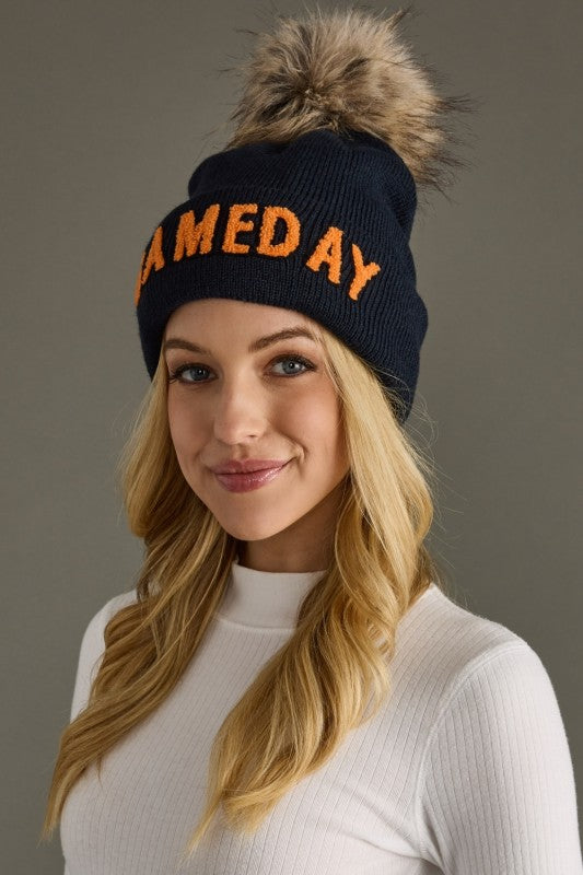 Game Day Navy & Orange Pom Hat
