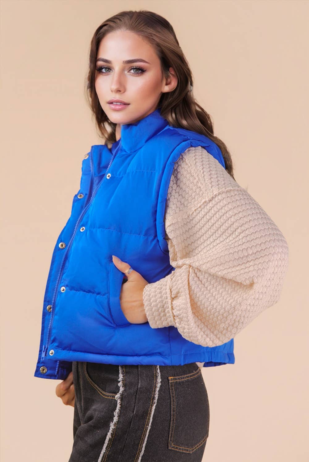 Voy Mock Neck Casual Puffer Vest