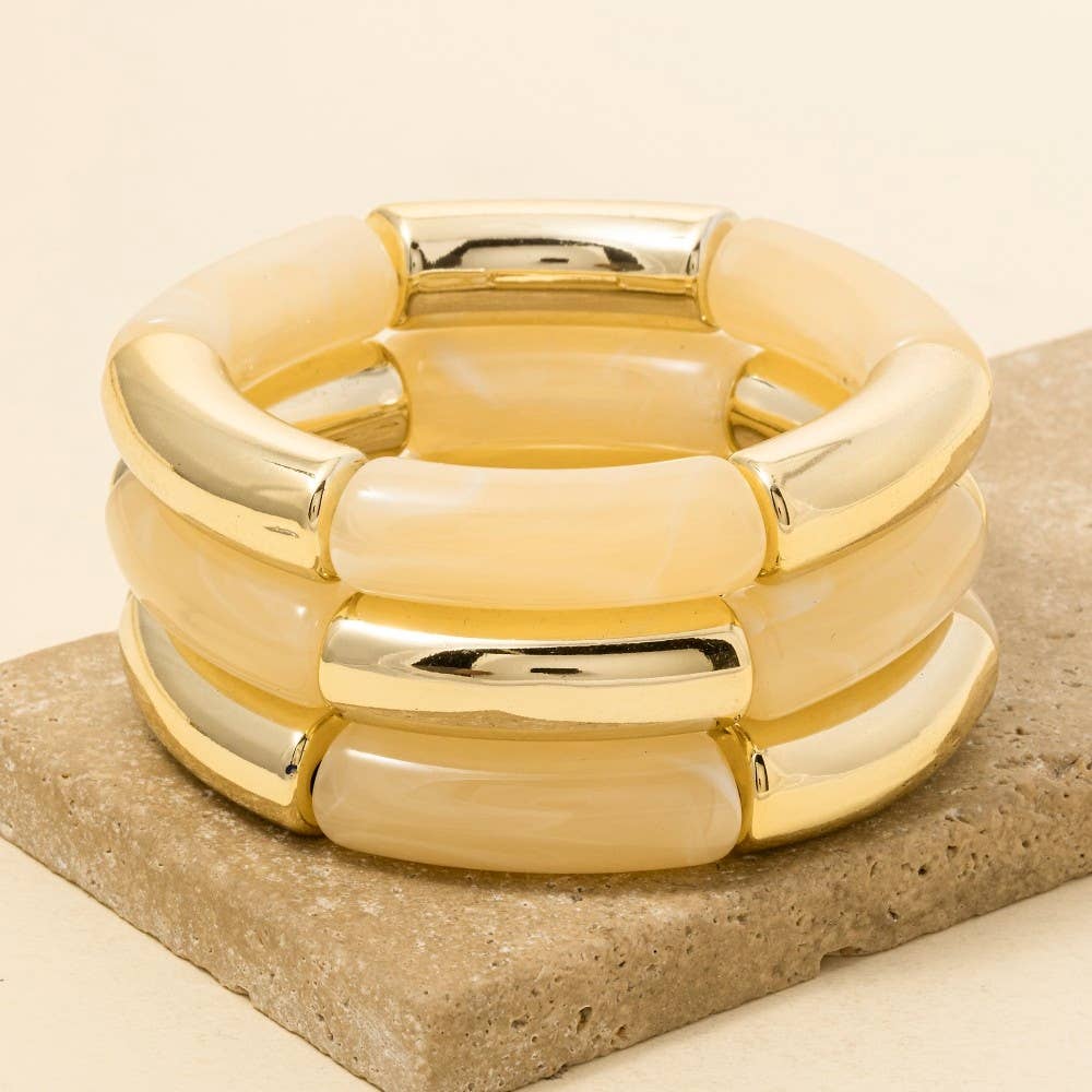 Abby Resin Tube Elastic Bracelet Set