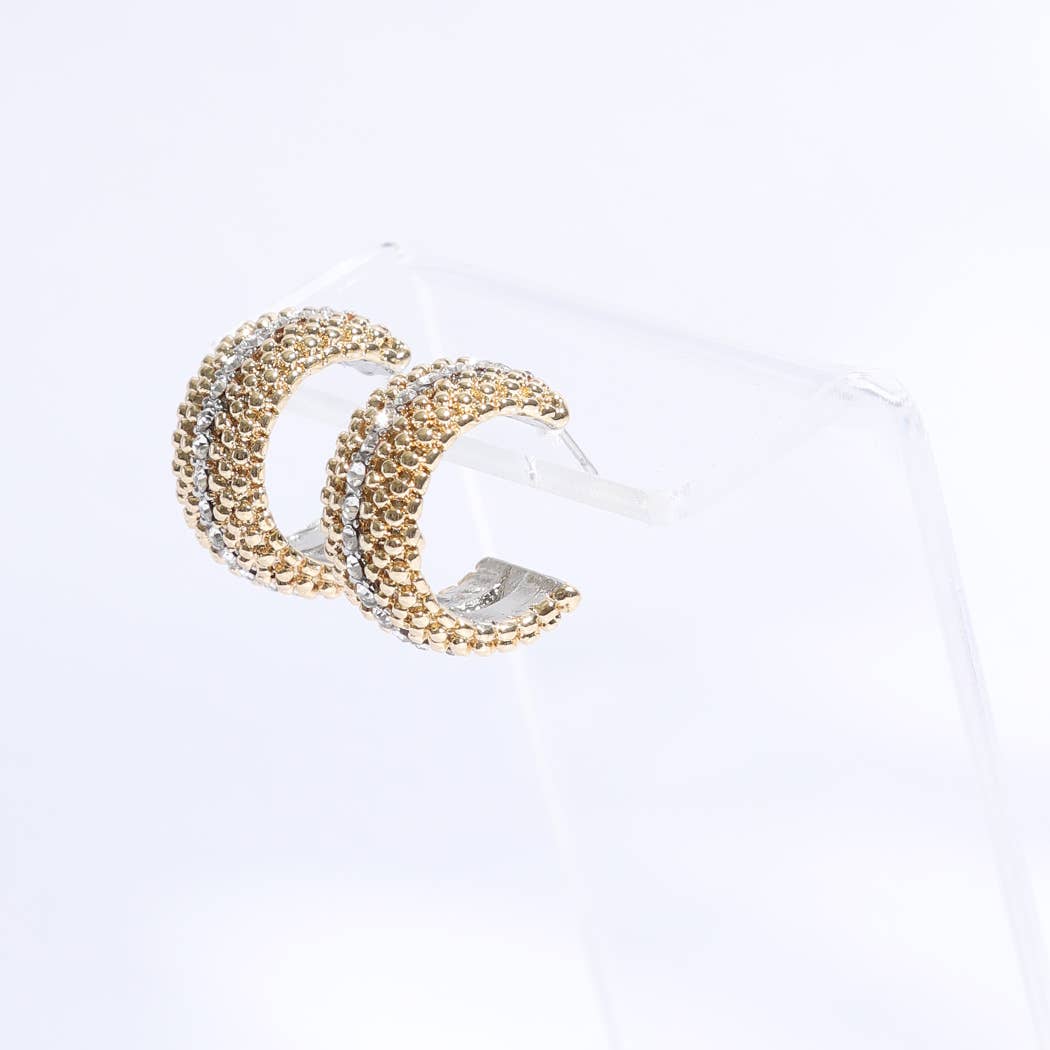 Nera Multi-Toned Wide Half Hoop Post Earrings