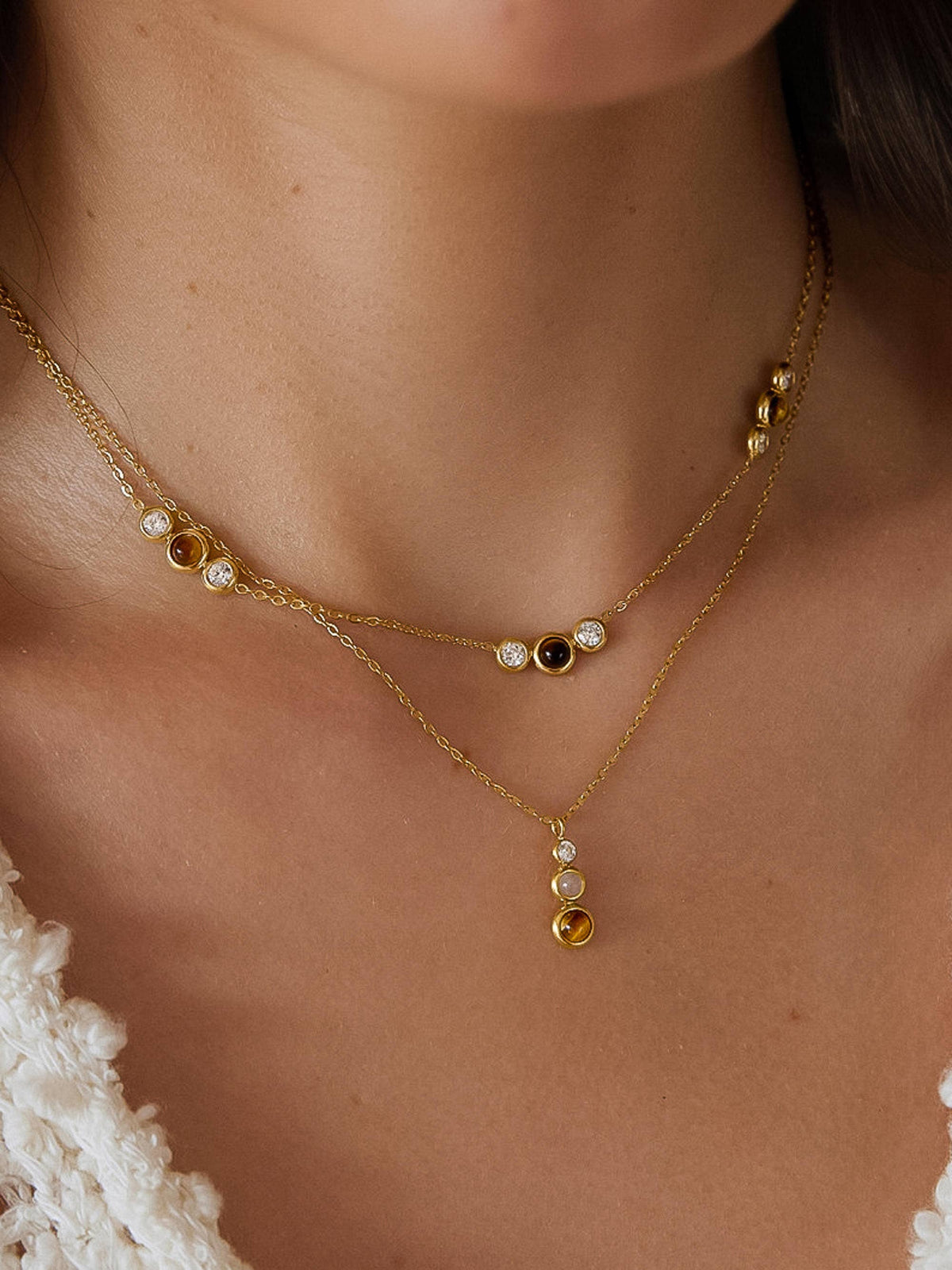 Flânerie by MAIQ Embla 18K Gold Non-Tarnish Tiger Eye CZ Necklace