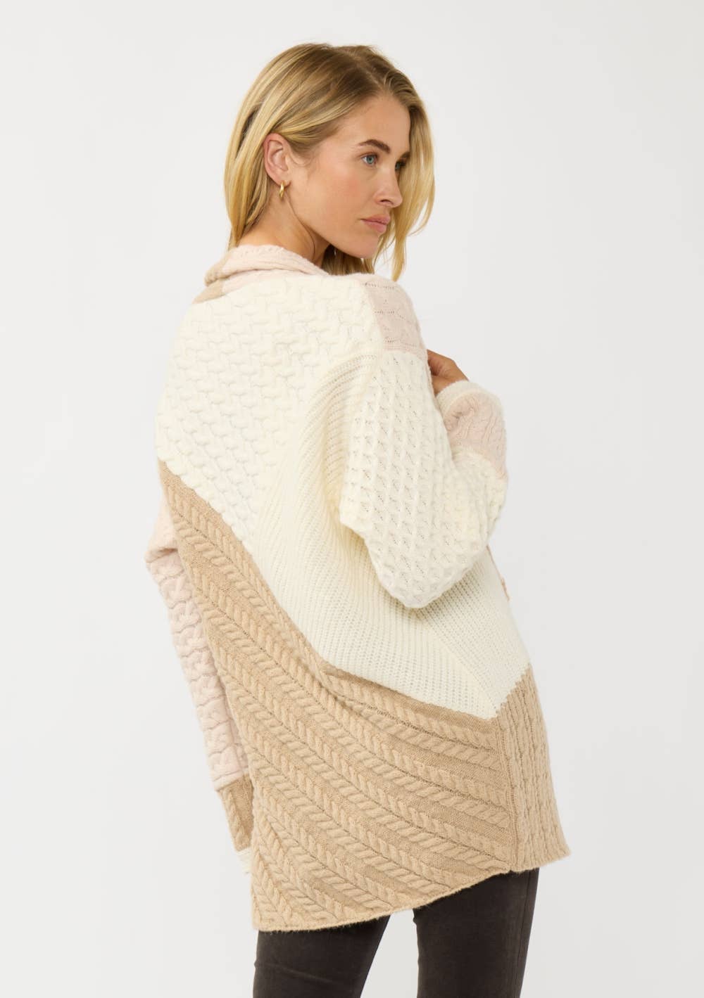 Fifi Colorblock Cable Sweater Cardigan PREORDER