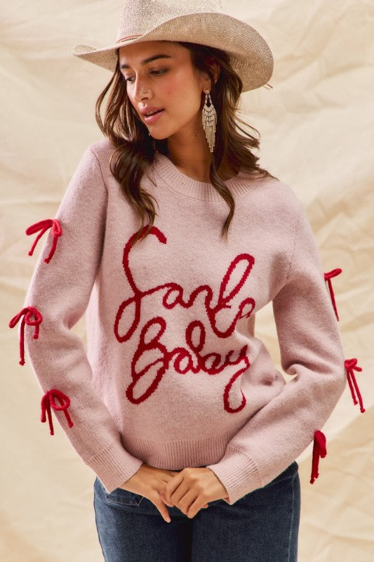 Santa Baby Bow Sweater Top -Large Only! FINAL SALE