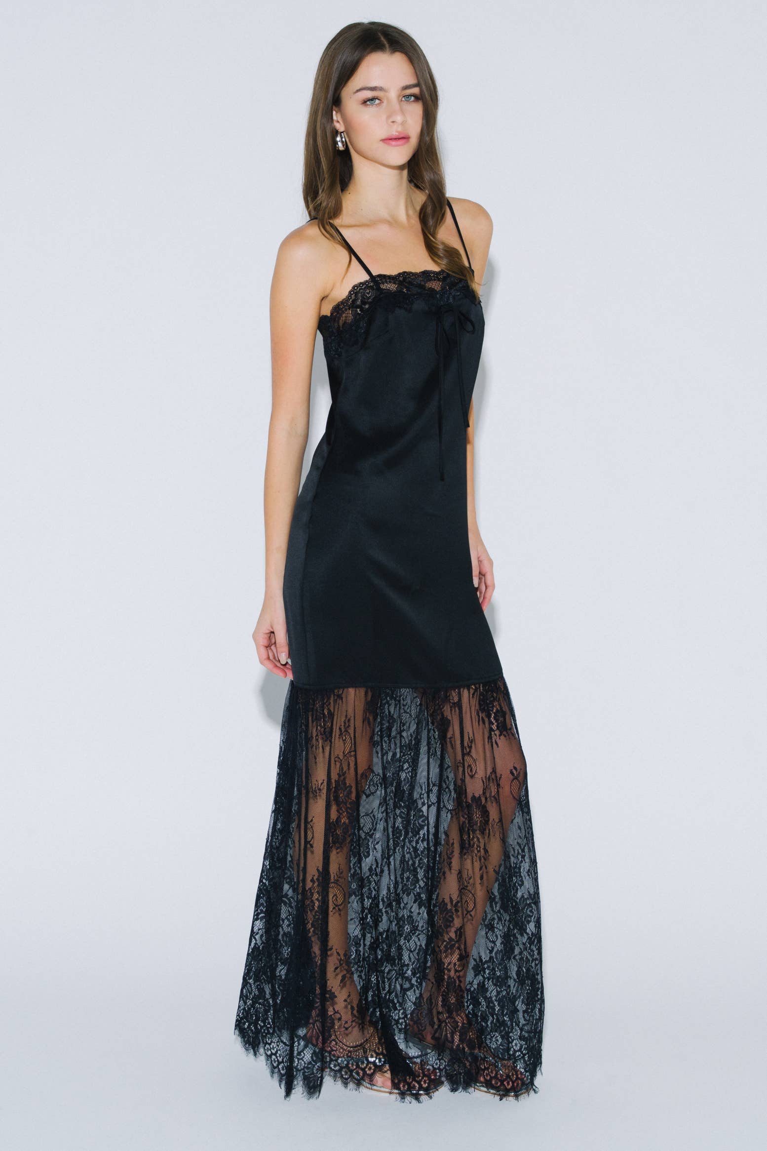 Renee Lace Mix Satin Slip Maxi Dress