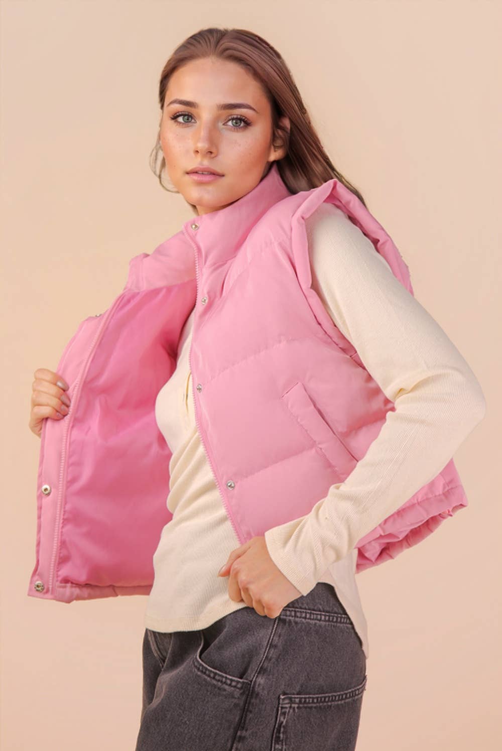 Voy Mock Neck Casual Puffer Vest