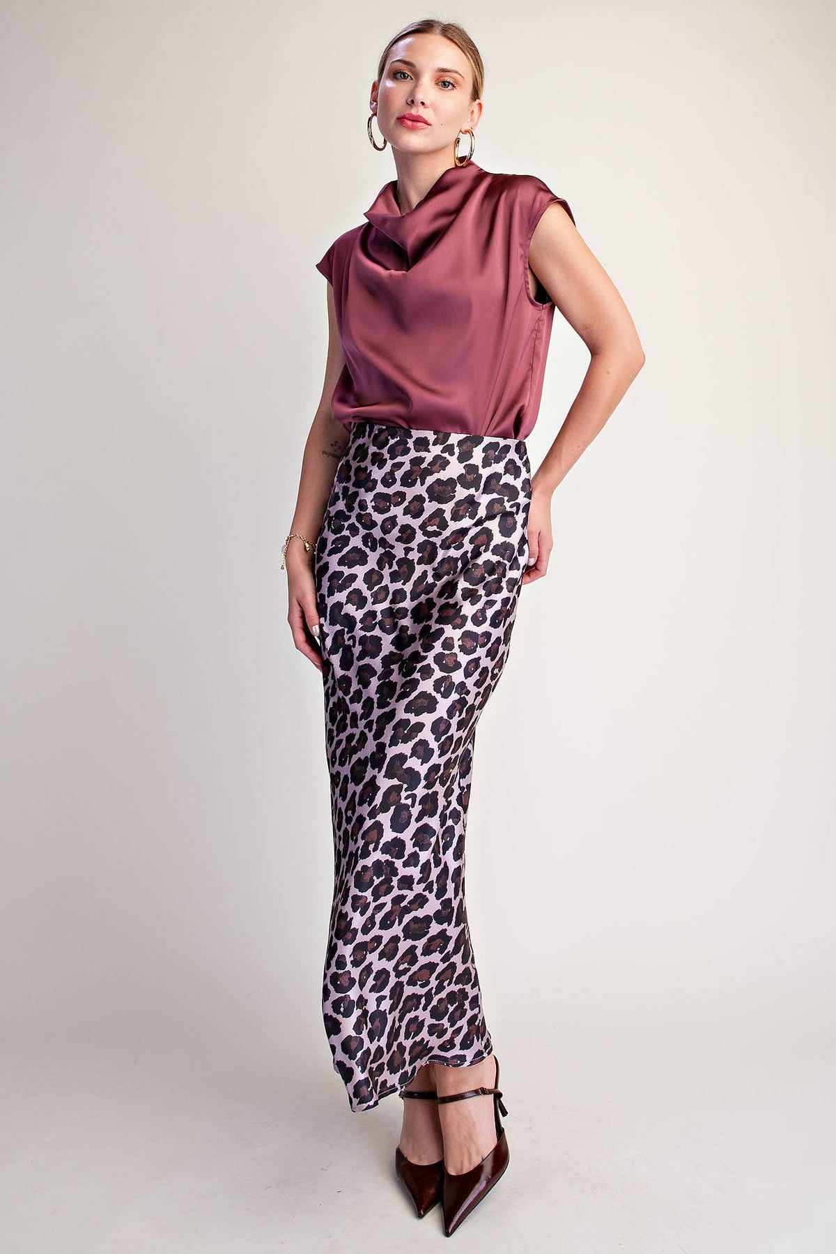Connie Cowl Neck Sleeveless Satin Top