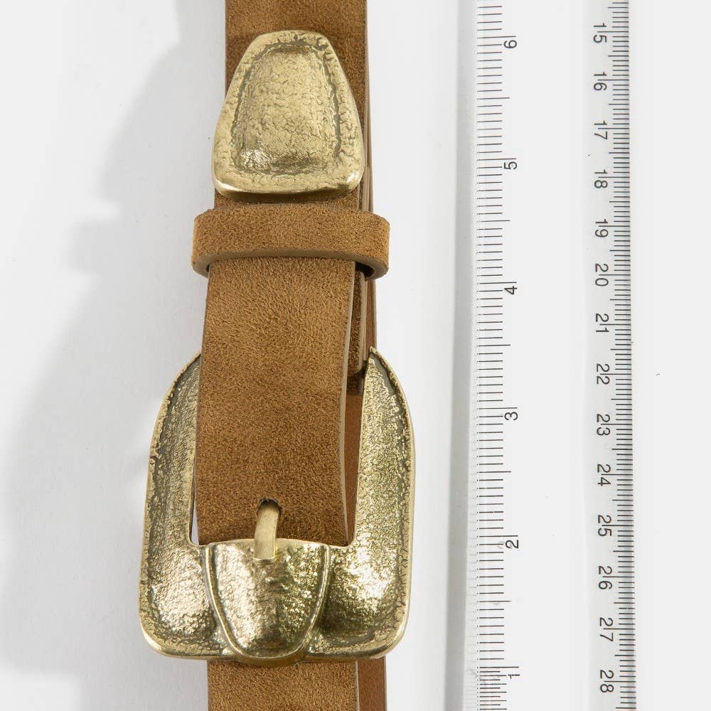 Amber Antique Square Buckle Vegan Leather Belt
