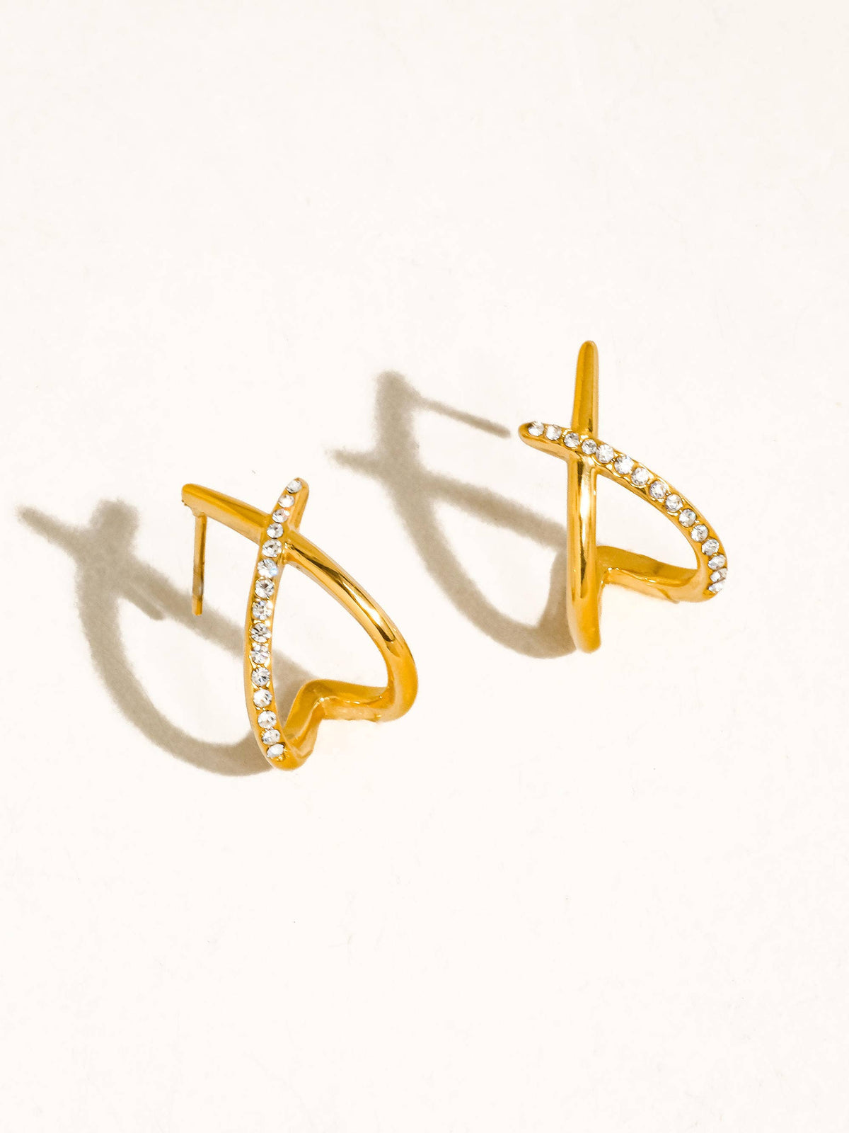 Flânerie by MAIQ Echo 18K Gold Non-Tarnish CZ Crossover Earrings