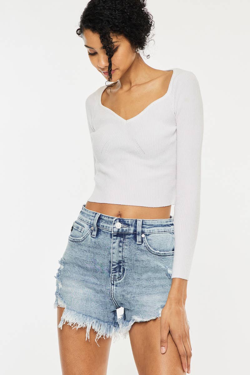 KanCan Hollie High Rise Fray Shorts LARGE ONLY! FINAL SALE