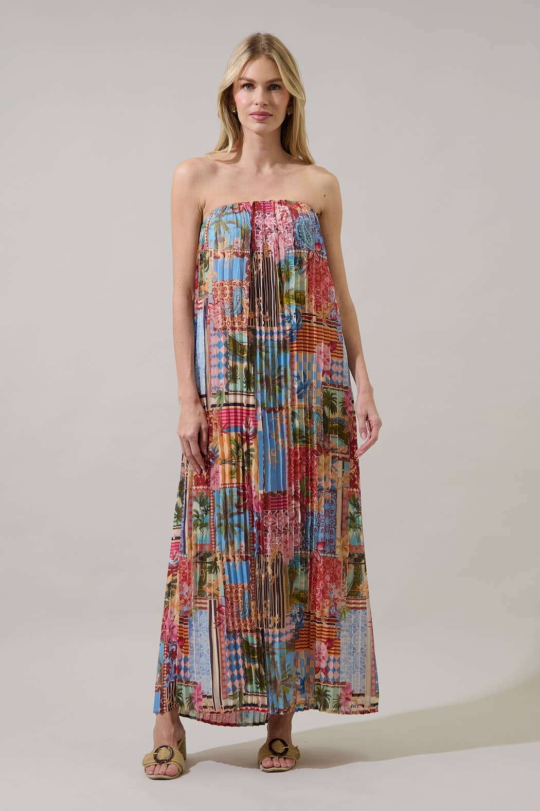 Melani Mix Isabela Pleated Maxi Dress