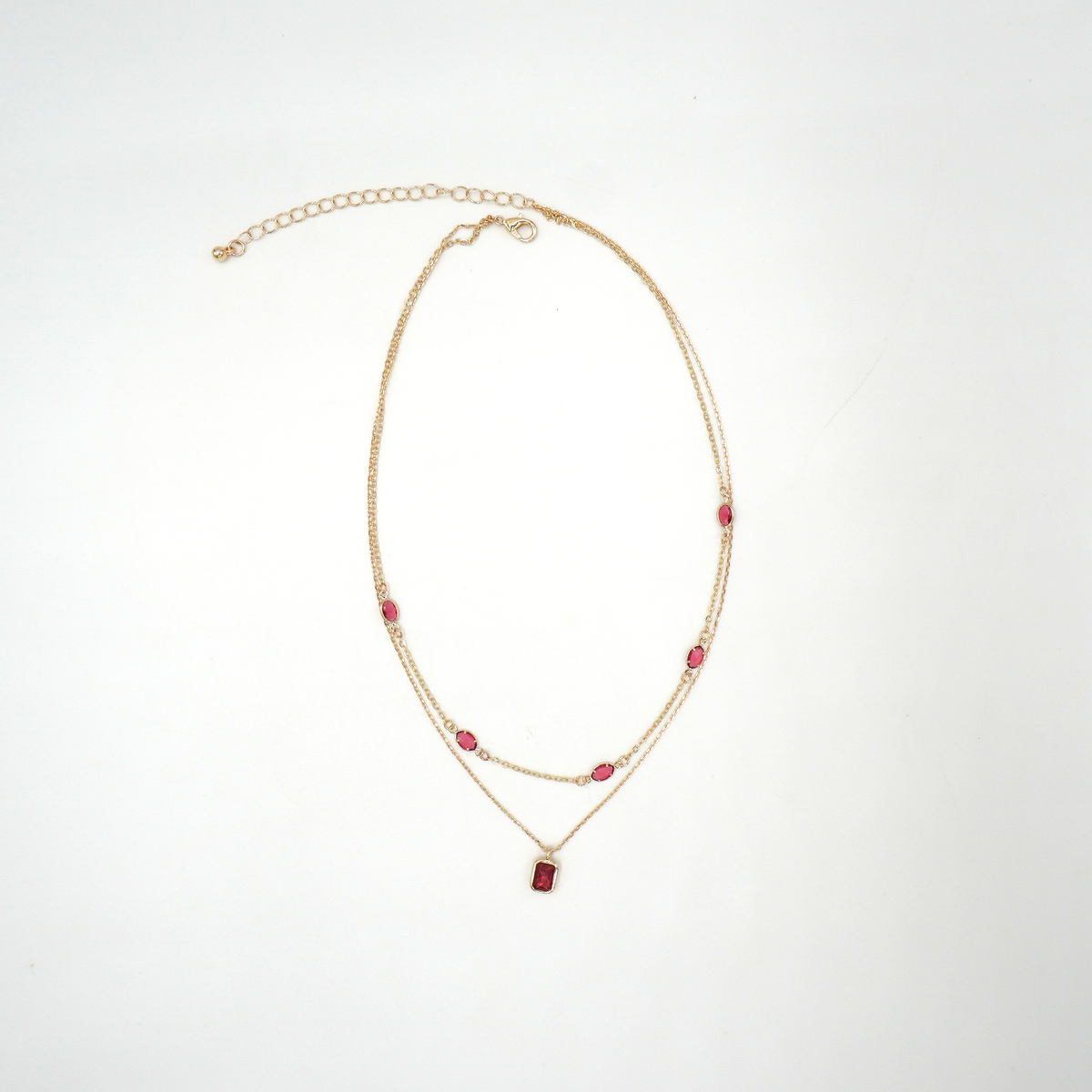 Daphne Layered Pink Bezel Pendant Necklace