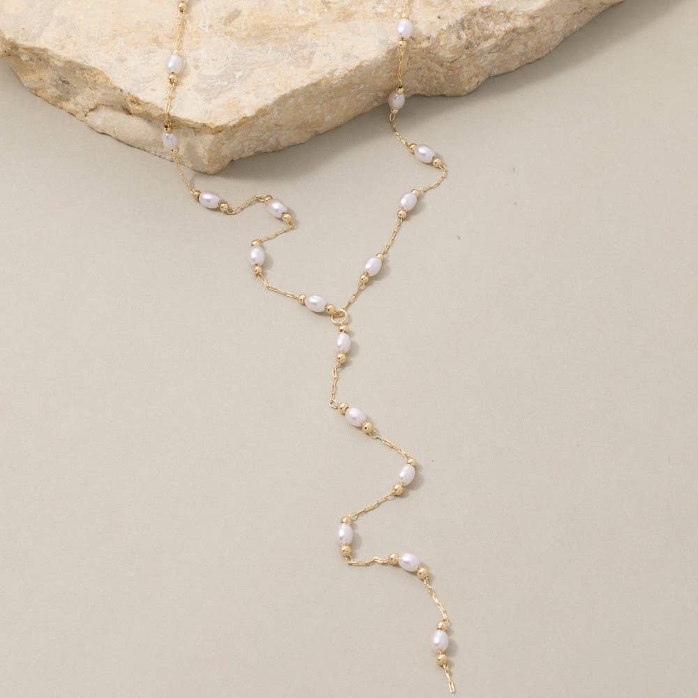 Asher Pearl Station Lariat Y-Necklace