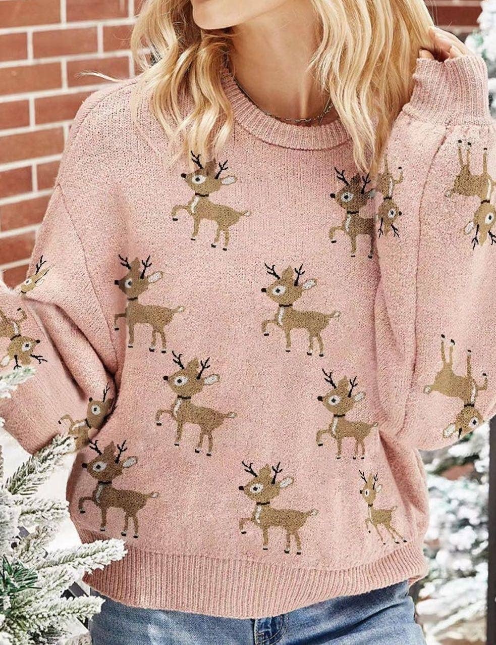 Reindeer Retro Sweater -Large Only! FINAL SALE