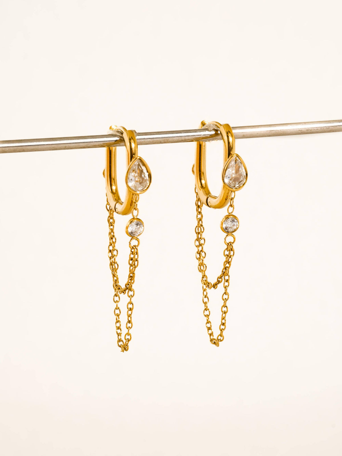 Flânerie by MAIQ Lucienne 18K Gold Non-Tarnish CZ Chain Link Drop Earrings