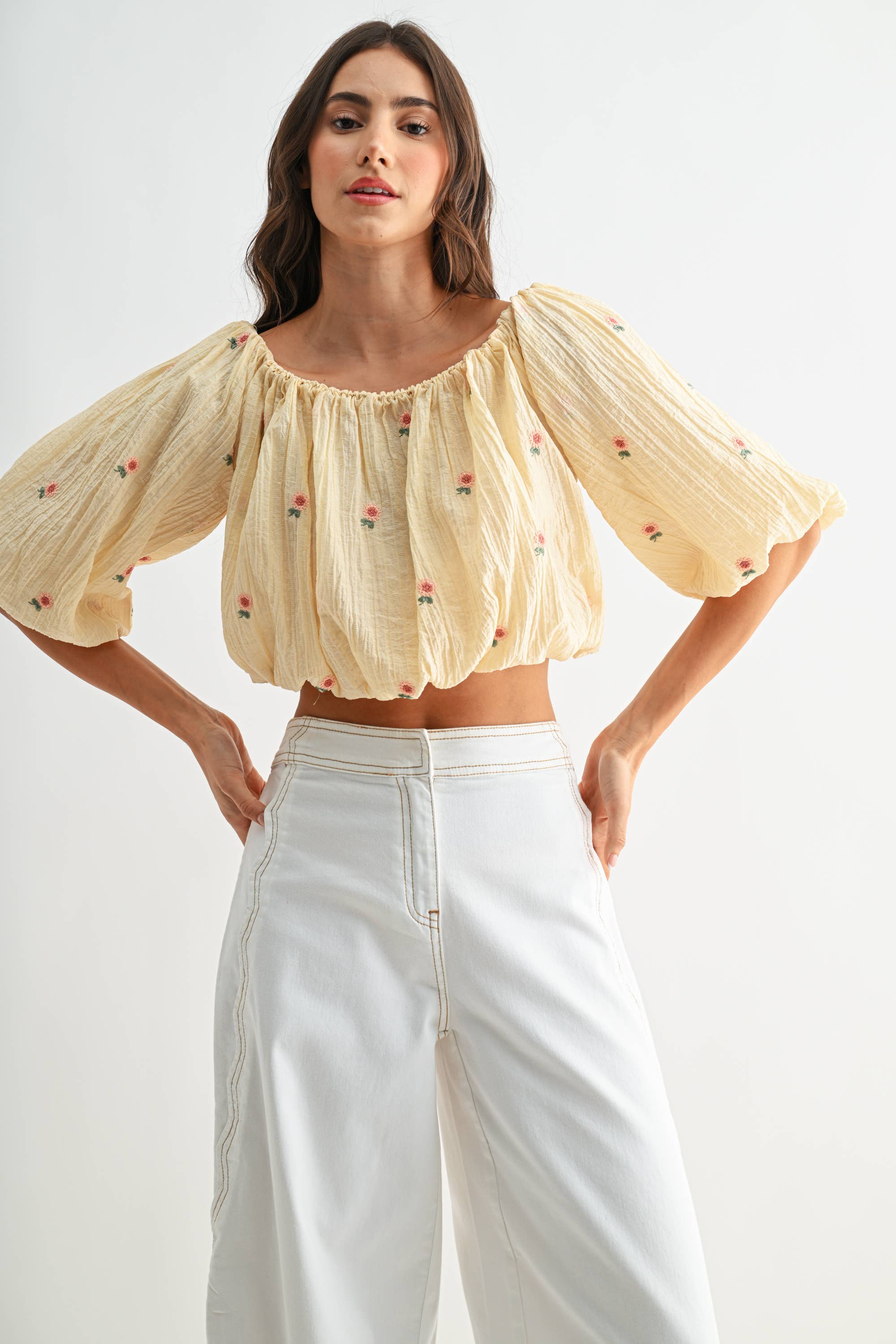 Viktor Off-Shoulder Floral Embroidered Blouse