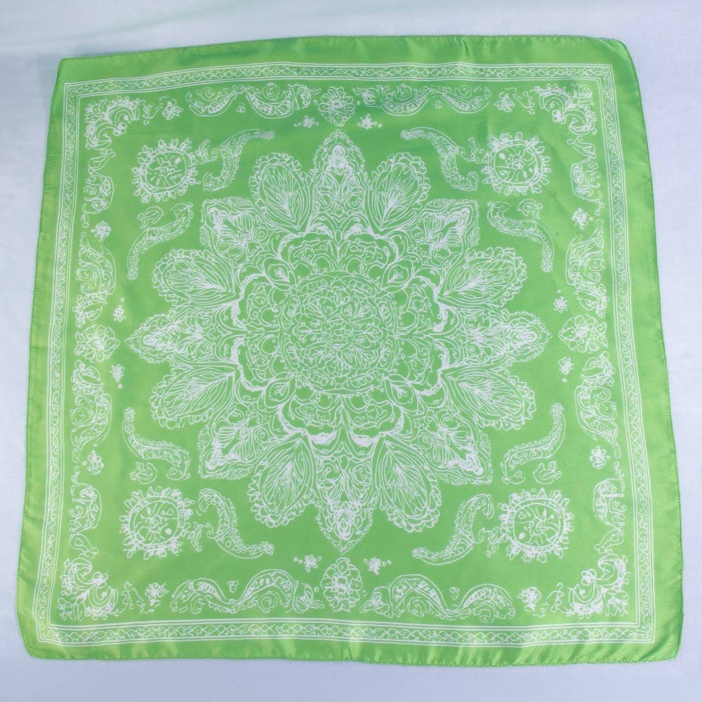 Paisley Mandala Print Square Satin Scarf