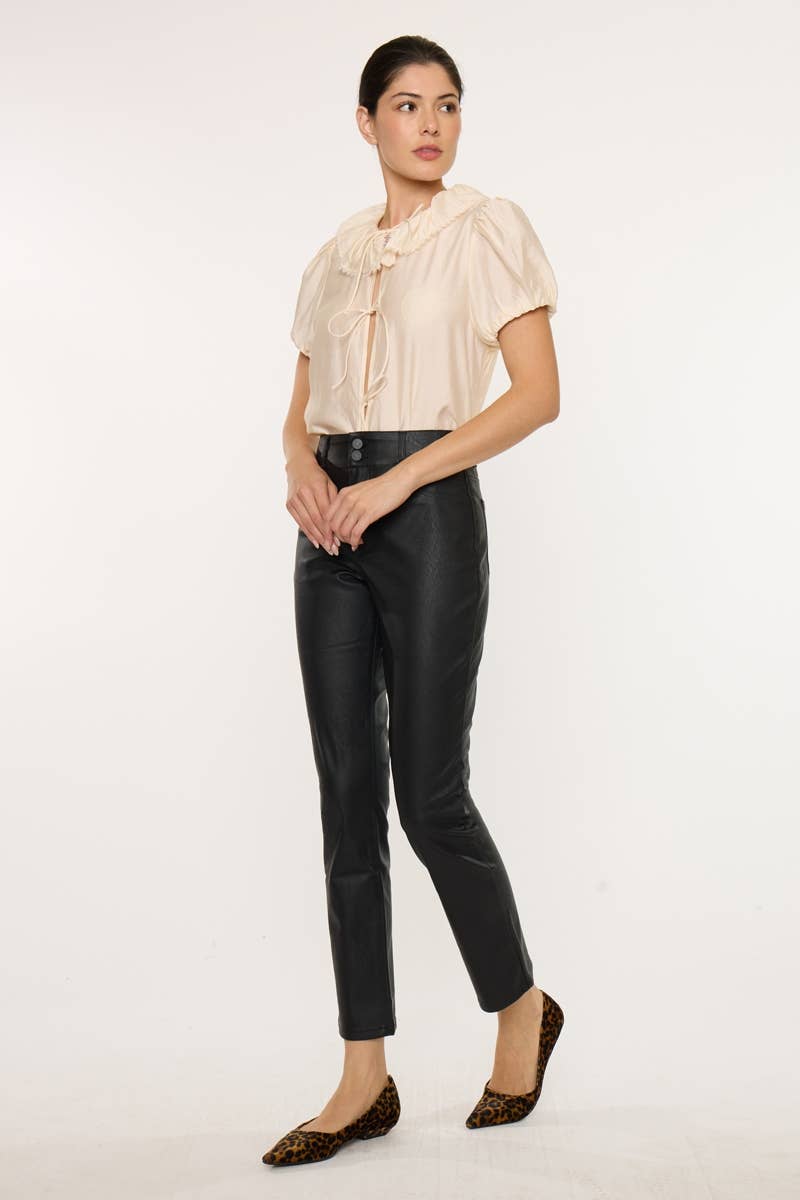 KanCan Vegan Leather Skinny Straight Pants
