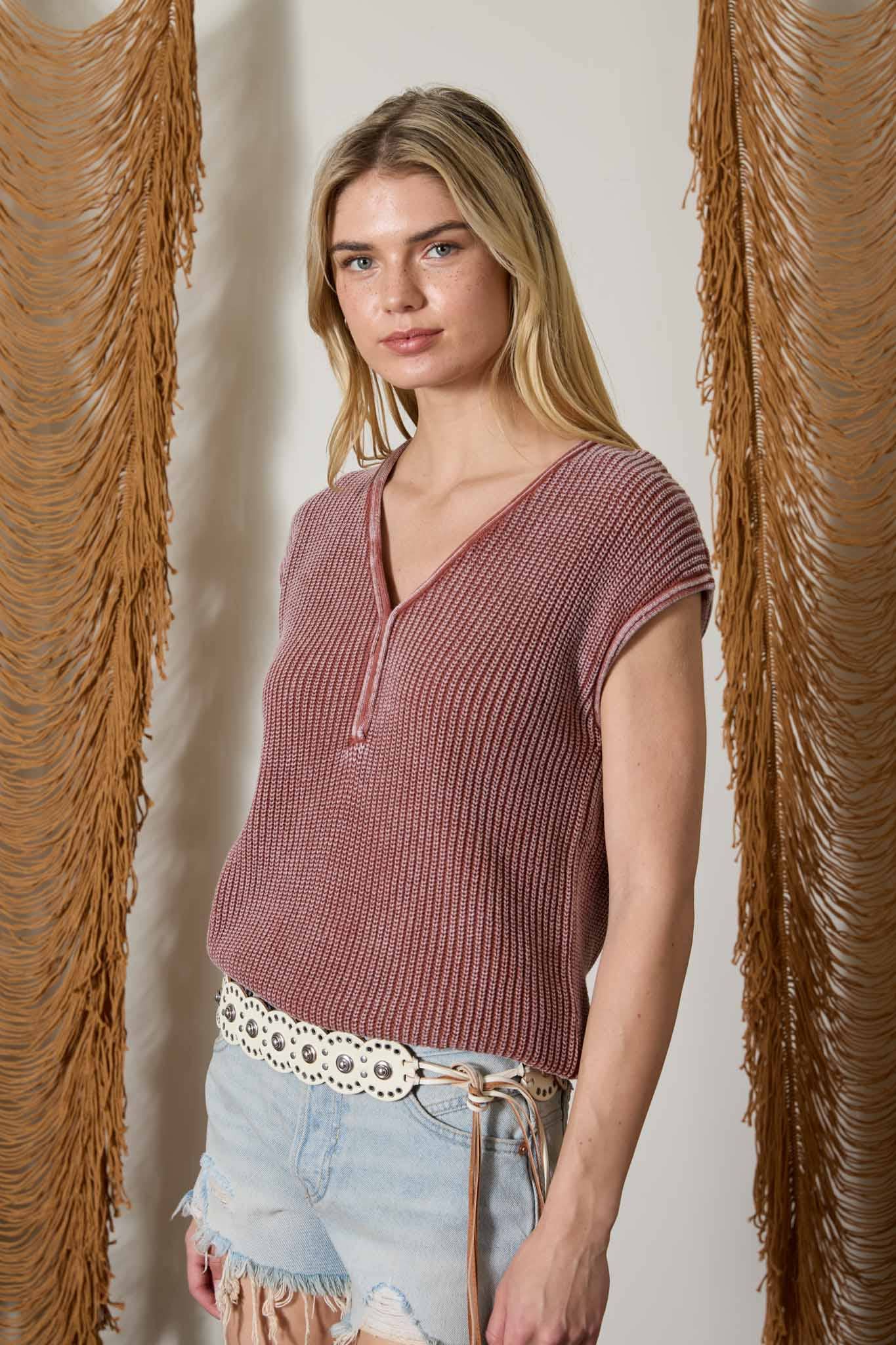 Jayda Henley Knit Top