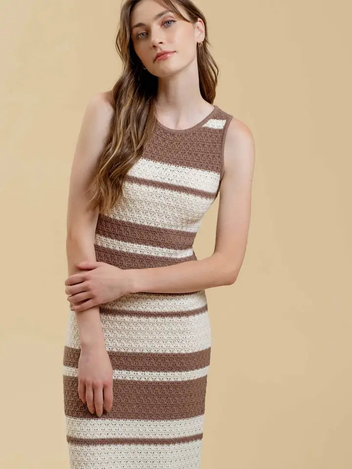 Felicity Stripe Crochet Midi Dress