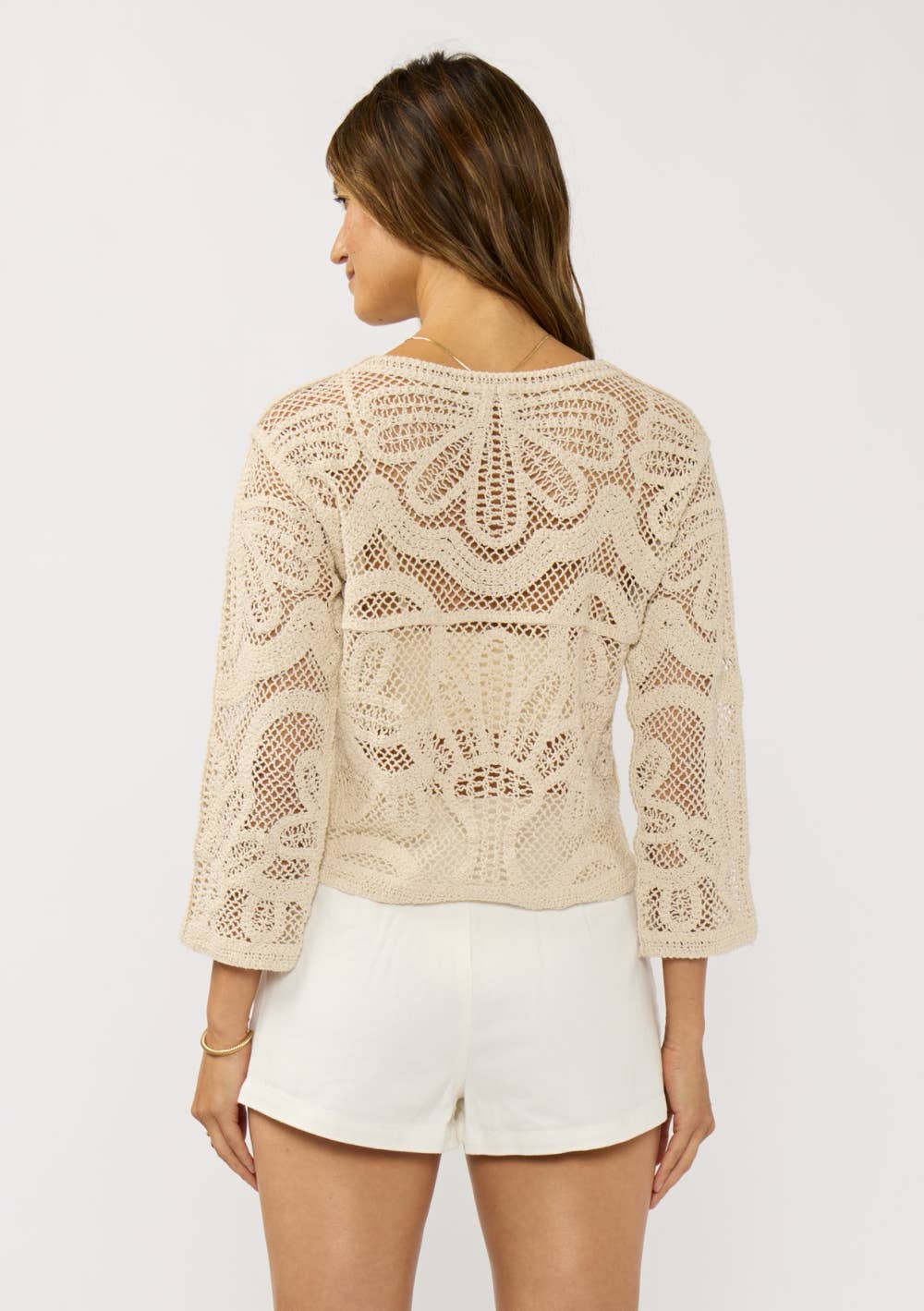 Roman Long Sleeve Crochet Top