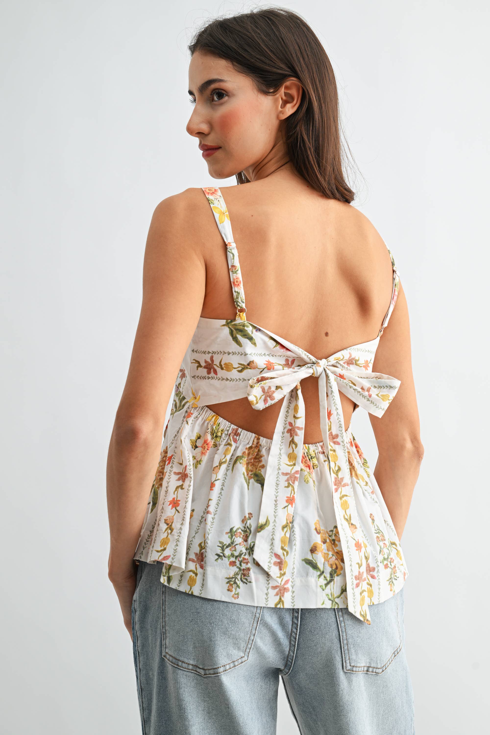 Salome Floral Print Peplum Top PREORDER