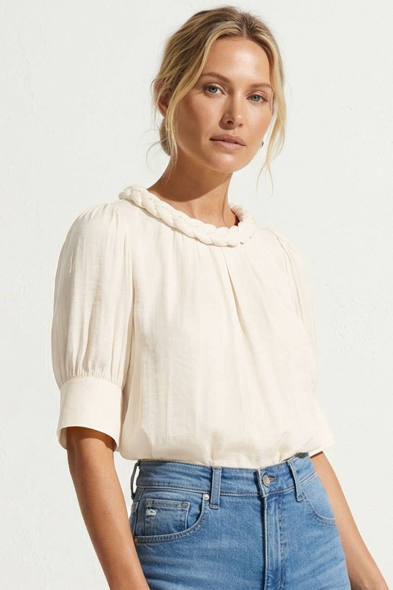Hillar Half Sleeve Braided Detail Blouse FINAL SALE