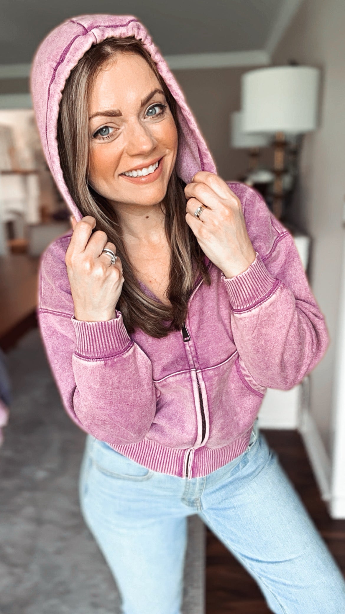 Jax Acid Wash Fleece Zip Hoodie