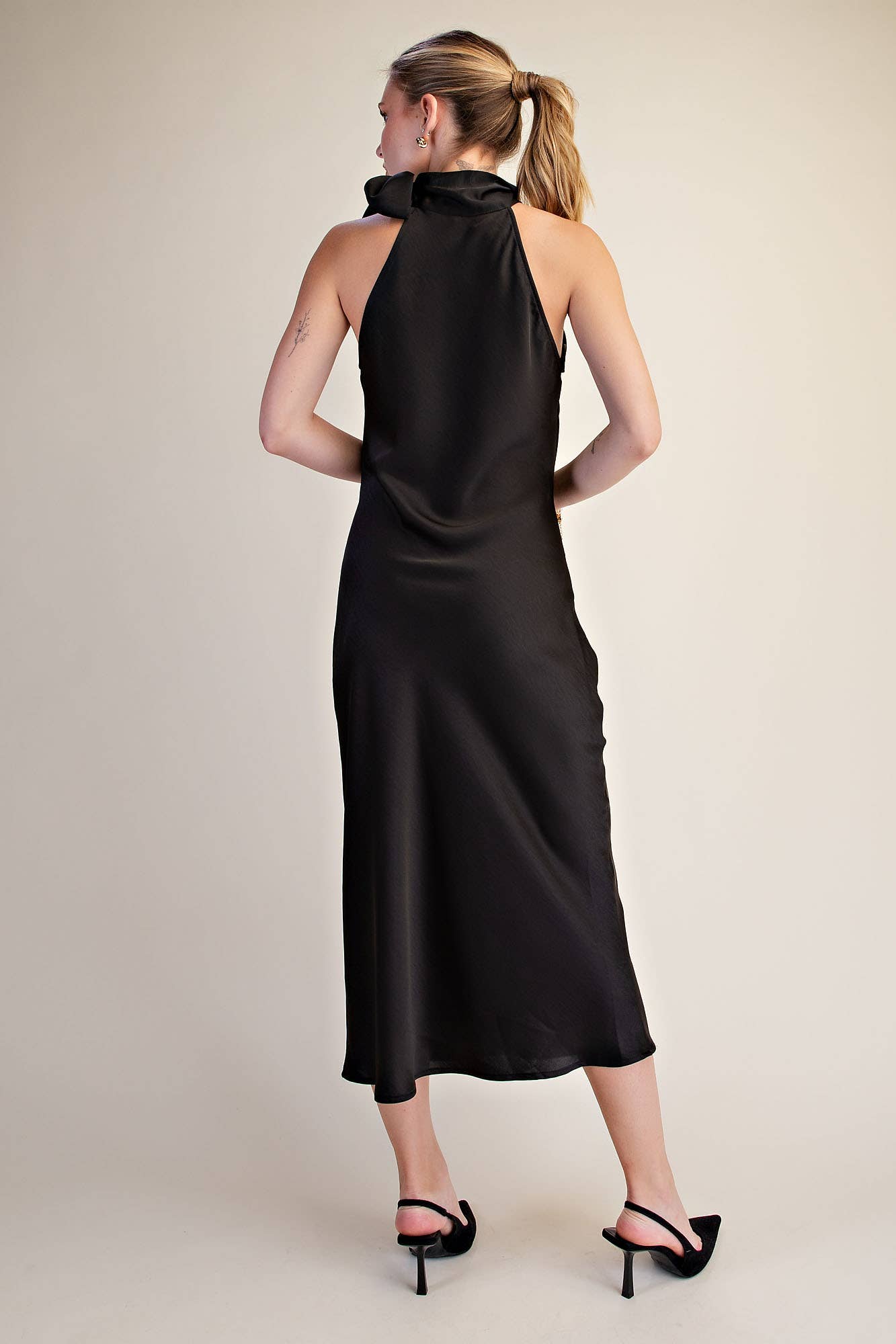 Chance Halter Dress Adjustable Tie Sleeveless Midi Length
