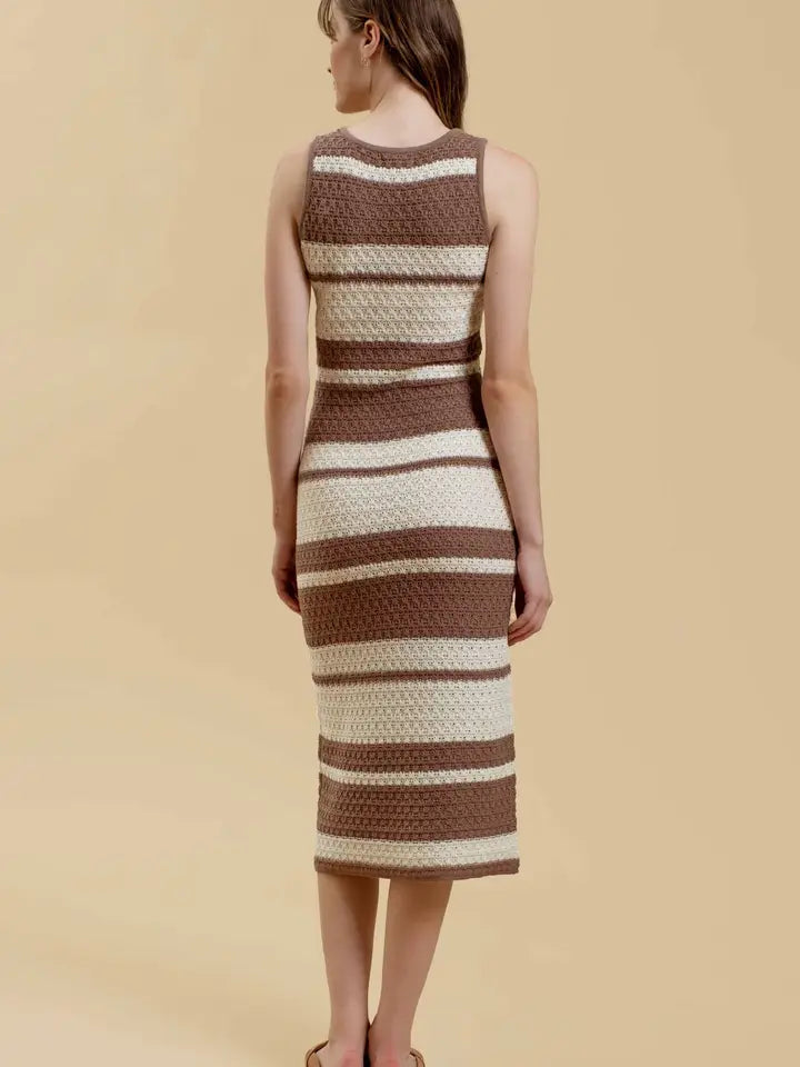 Felicity Stripe Crochet Midi Dress