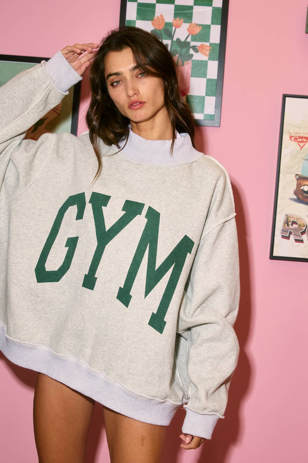 Vita 'GYM & BED' Print Reversible Mockneck Sweatshirt PREORDER