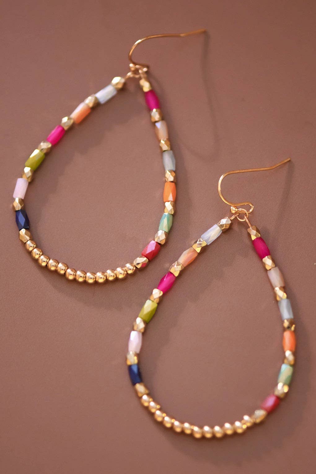 Astor Teardrop Wire Beaded Glass Crystal Earrings