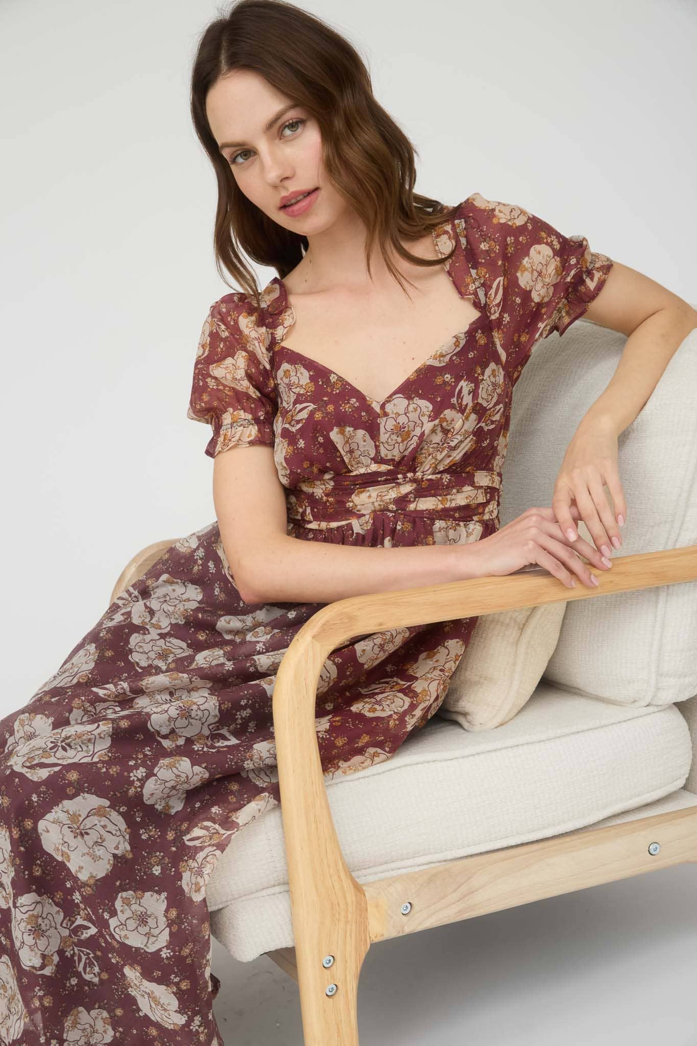 Sissie Back Tie Midi Burgundy Dress