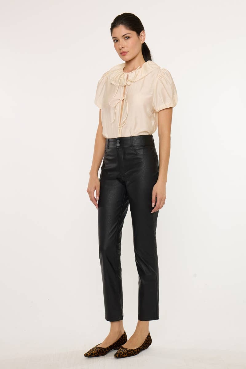 KanCan Vegan Leather Skinny Straight Pants