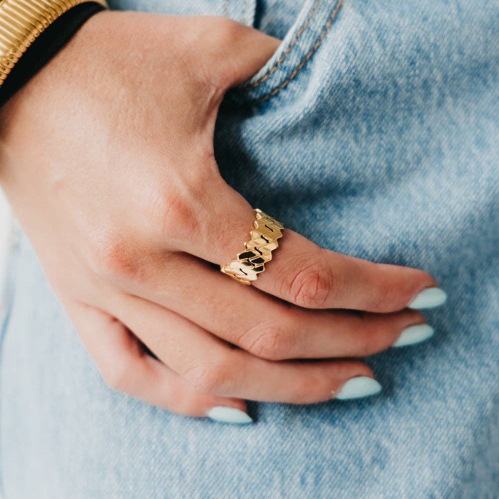 Elaine Banded Metal Statement Ring