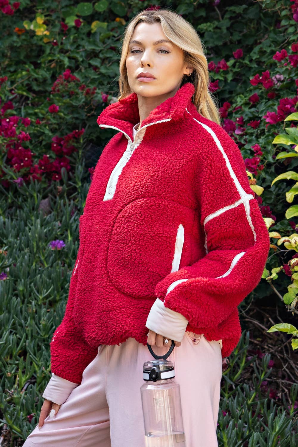 Yolanda Sherpa Mock Quarter Zip Jacket