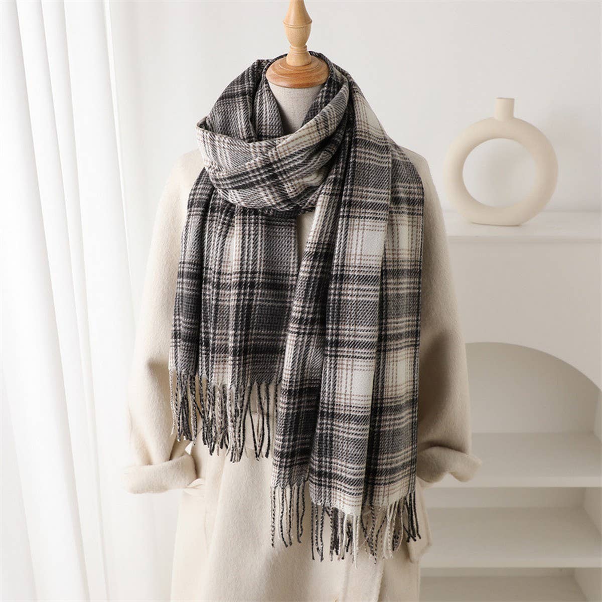 Mae Plaid Tassel Scarf (3 Colors!) PREORDER