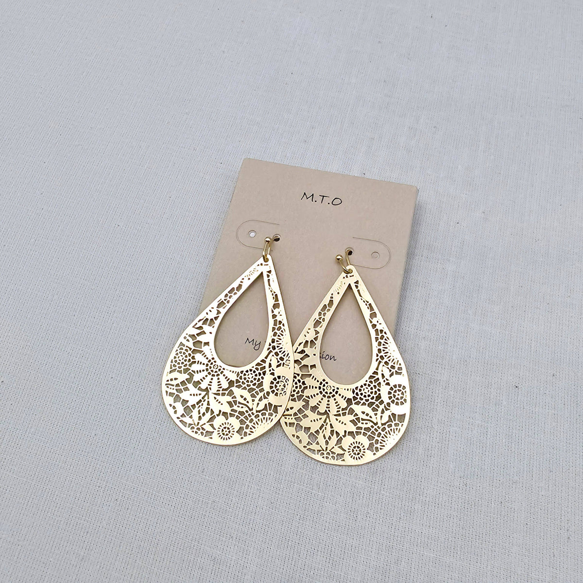 Danya Gold Filigree Teardrop Statement Earrings