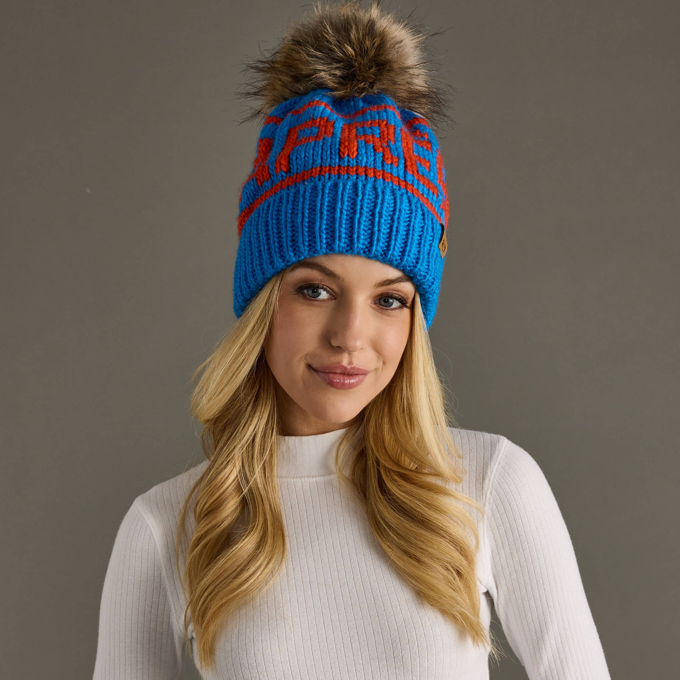 Lede Blue & Orange Apres Pom Hat