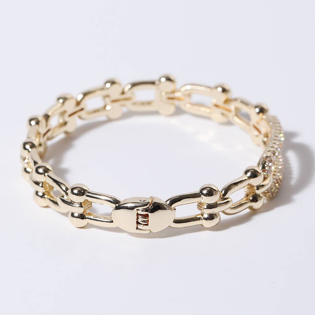 Darby Linked Chain Pave Bar Bangle Bracelet