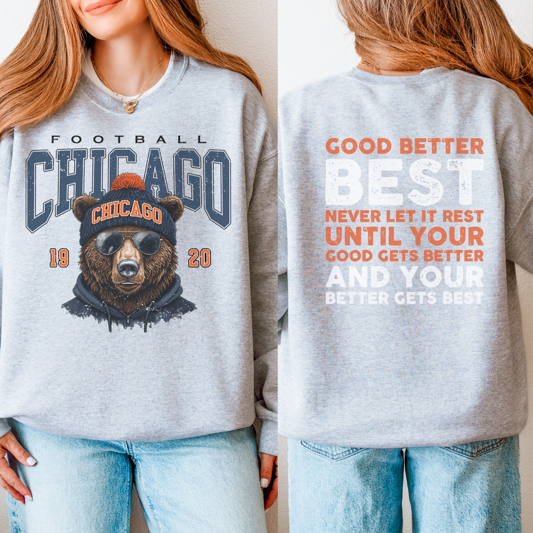 Chicago Football Bear Crewneck Sweatshirt