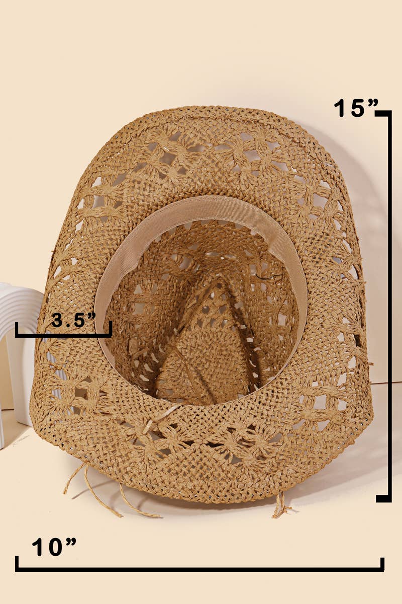 Western Straw Braided Cowboy Sun Hat
