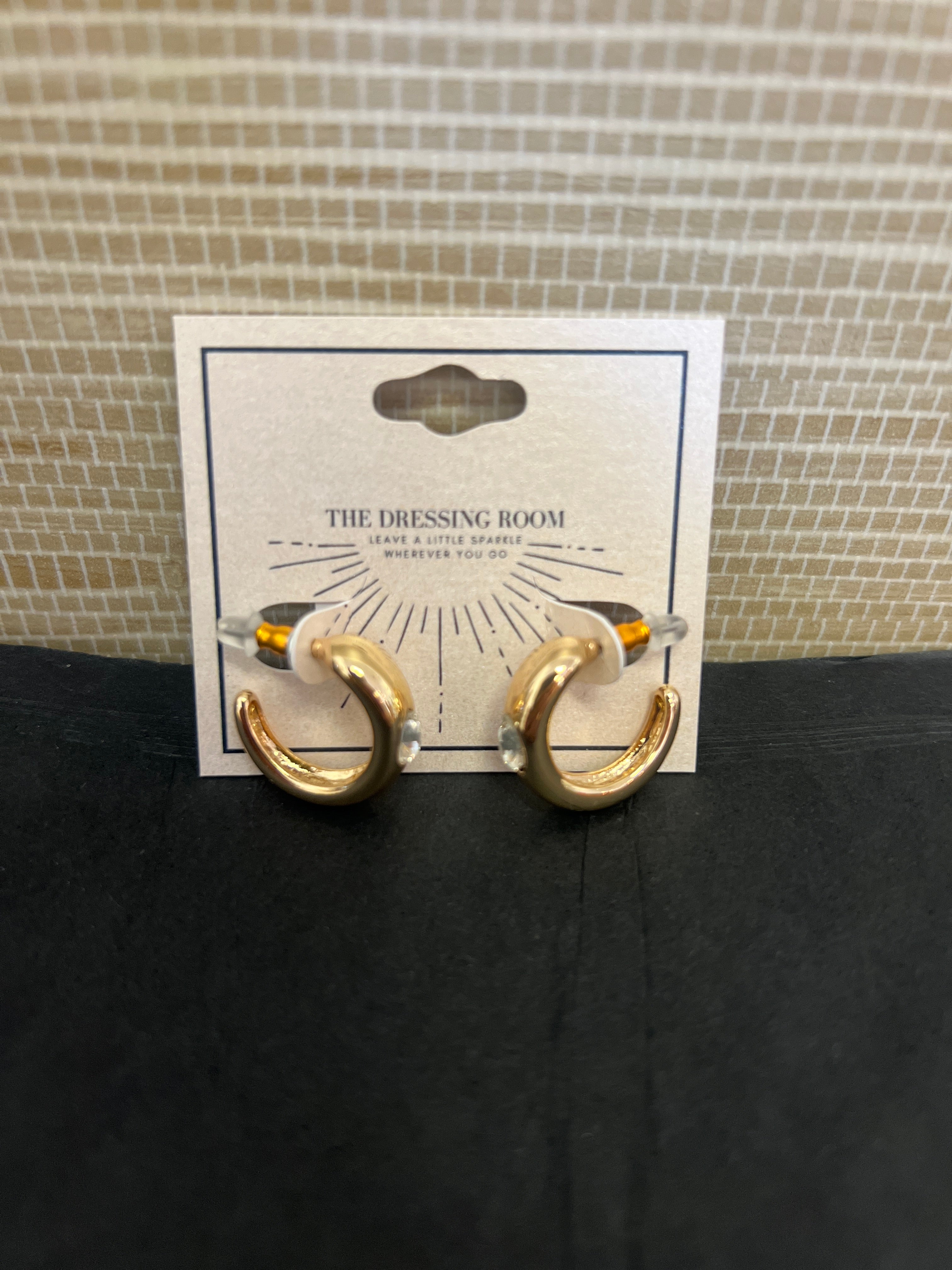 Arba Mini Hoop Rhinestone Teardrop Earrings