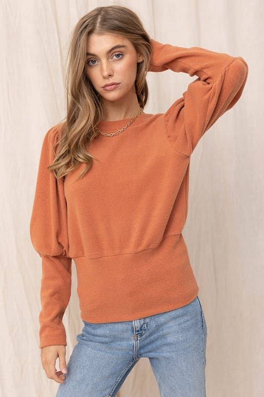 Fey Brushed Puff Sleeve Top